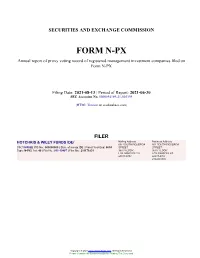 FORM N-PX Annual Report of Proxy Voting Record of Registered Management Investment Companies Filed on Form N-PX