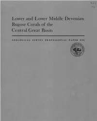 Lower and Lower Middle Devonian Rugose Corals of the Central Great Basin