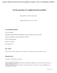 On the Genealogy of a Duplicated Microsatellite