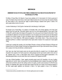 1 Memorandum Ownership Status of Hotels and Other