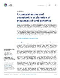 A Comprehensive and Quantitative Exploration of Thousands of Viral Genomes