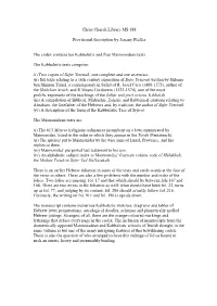 Codex Contains Ten Kabbalistic and Four Maimonidean Texts