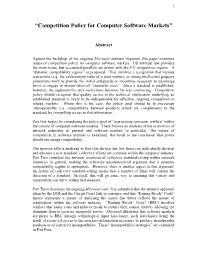 “Competition Policy for Computer Software Markets”