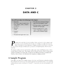 DATA and C a Sample Program