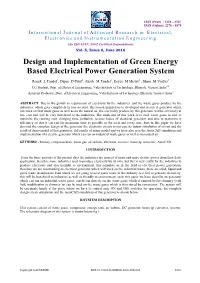 Design and Implementation of Green Energy Based Electrical Power Generation System
