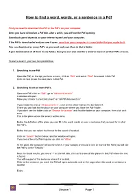 How to Find a Word, Words, Or a Sentence in a Pdf