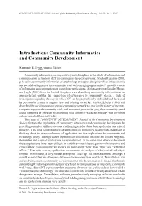 Introduction: Community Informatics and Community Development