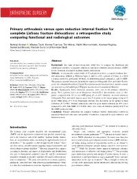 Primary Arthrodesis Versus Open Reduction Internal