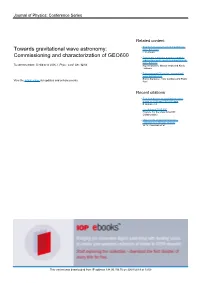 Towards Gravitational Wave Astronomy: Commissioning and Characterization of GEO 600