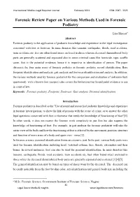 Forensic Review Paper on Various Methods Used in Forensic Podiatry