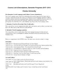 Course List & Descriptions, Semester Programs 2017- 2018 Charles
