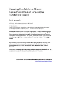 Curating the Artist-Run Space: Exploring Strategies for a Critical Curatorial Practice
