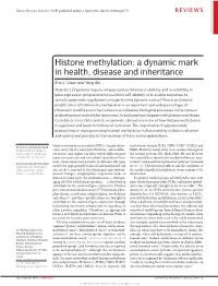 Histone Methylation: a Dynamic Mark in Health, Disease and Inheritance