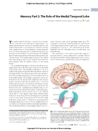 Memory Part 2: the Role of the Medial Temporal Lobe