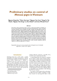 Preliminary Studies on Control of Mimosa Pigra in Vietnam