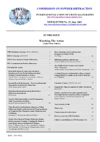 Watching the Action COMMISSION on POWDER DIFFRACTION