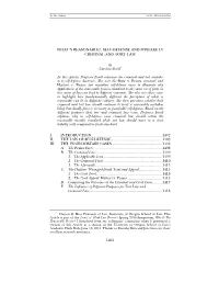 What's Reasonable?: Self-Defense and Mistake in Criminal and Tort