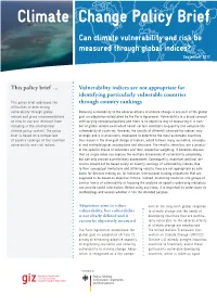 Climate Change Policy Brief | Can Climate Vulnerability and Risk Be Measured Through Global Indices?