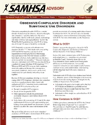 Obsessive-Compulsive Disorder and Substance Use Disorders