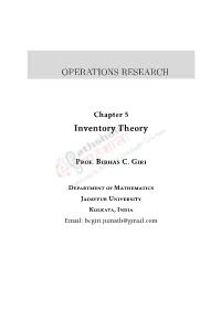 OPERATIONS RESEARCH Inventory Theory