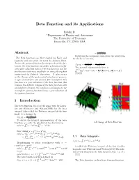 Beta Function and Its Applications