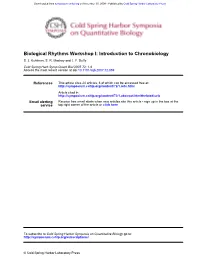 Biological Rhythms Workshop I: Introduction to Chronobiology