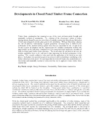 Developments in Closed Panel Timber Frame Connection