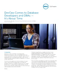 Devops Comes to Database Developers and Dbas