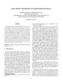 Lucky Thirteen: Breaking the TLS and DTLS Record Protocols