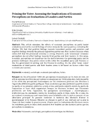 Priming the Voter: Assessing the Implications of Economic Perceptions on Evaluations of Leaders and Parties