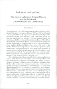 The Correspondence of Thomas Merton and Ad Reinhardt: an Introduction and Commentary