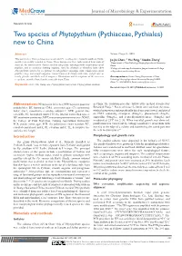 Two Species of Phytopythium (Pythiaceae, Pythiales) New to China