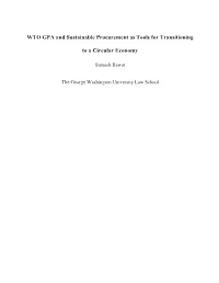 WTO GPA and Sustainable Procurement As Tools for Transitioning