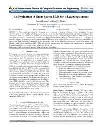 An Evaluation of Open-Source LMS for E-Learning Courses