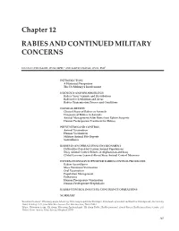 Chapter 12 RABIES and CONTINUED MILITARY CONCERNS