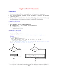 Chapter 3: Control Statements