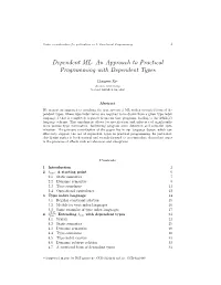 Dependent ML: an Approach to Practical Programming with Dependent Types