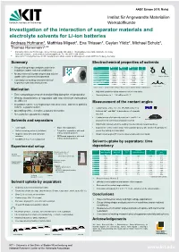 Investigation of the Interaction of Separator Materials and Electrolyte