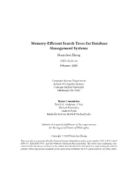 Memory-Efficient Search Trees for Database Management Systems
