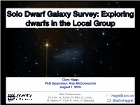 Solo Dwarf Galaxy Survey: Exploring Dwarfs in the Local Group