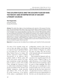 The Golden Fleece and the Golden-Fleeced Ram: Testimony and Interpretation of Ancient Literary Sources