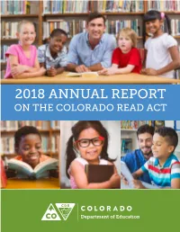 2018 Annual Report on the Colorado Read Act