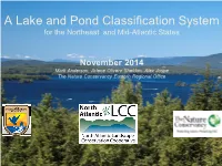 A Lake and Pond Classification System for the Northeast and Mid-Atlantic States