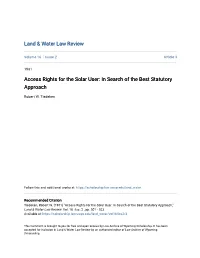 Access Rights for the Solar User: in Search of the Best Statutory Approach