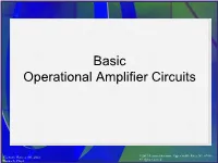 Basic Operational Amplifier Circuits