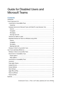 Guide for Disabled Users and Microsoft Teams