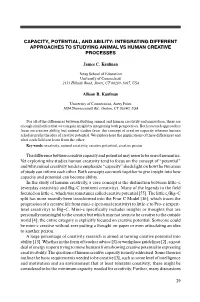Integrating Different Approaches to Studying Animal Vs Human Creative Processes