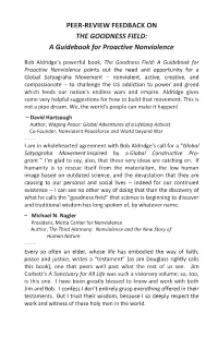PEER-REVIEW FEEDBACK on the GOODNESS FIELD: a Guidebook for Proactive Nonviolence