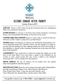 SECOND SUNDAY AFTER TRINITY Sunday 30 June 2019