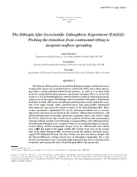 The Ethiopia Afar Geoscientific Lithospheric Experiment (EAGLE)
